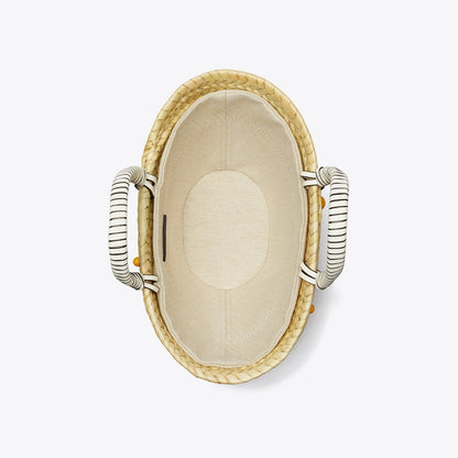 Tory Burch Small Raffia Embroidered Tote Cassia