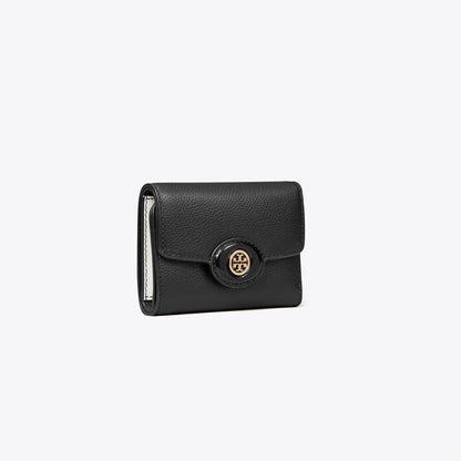 Tory Burch Small Robinson Pebbled Wallet Black