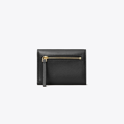 Tory Burch Small Robinson Pebbled Wallet Black