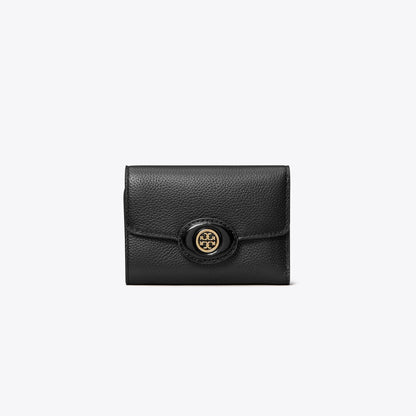 Tory Burch Small Robinson Pebbled Wallet Black