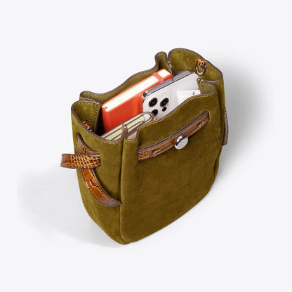 Tory Burch Small Romy Suede Crossbody Deep Olive