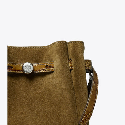 Tory Burch Small Romy Suede Crossbody Deep Olive