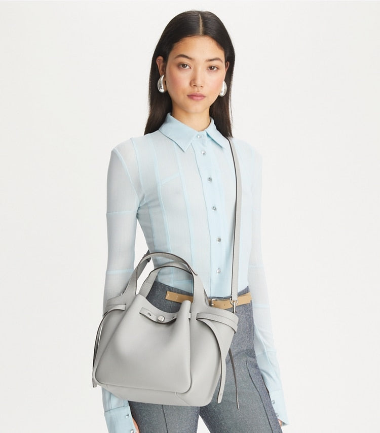 Tory Burch Small Romy Tote Light Granite – Kicks Machine