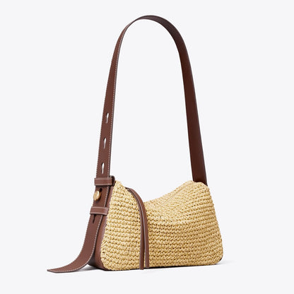 Tory Burch Small Romy Woven Shoulder Bag Natural