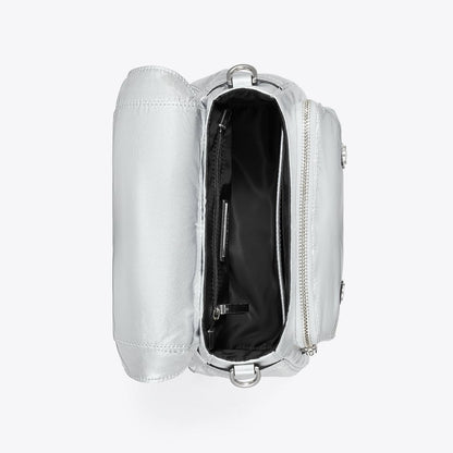 Tory Burch Small Virginia Metallic Messenger Silver