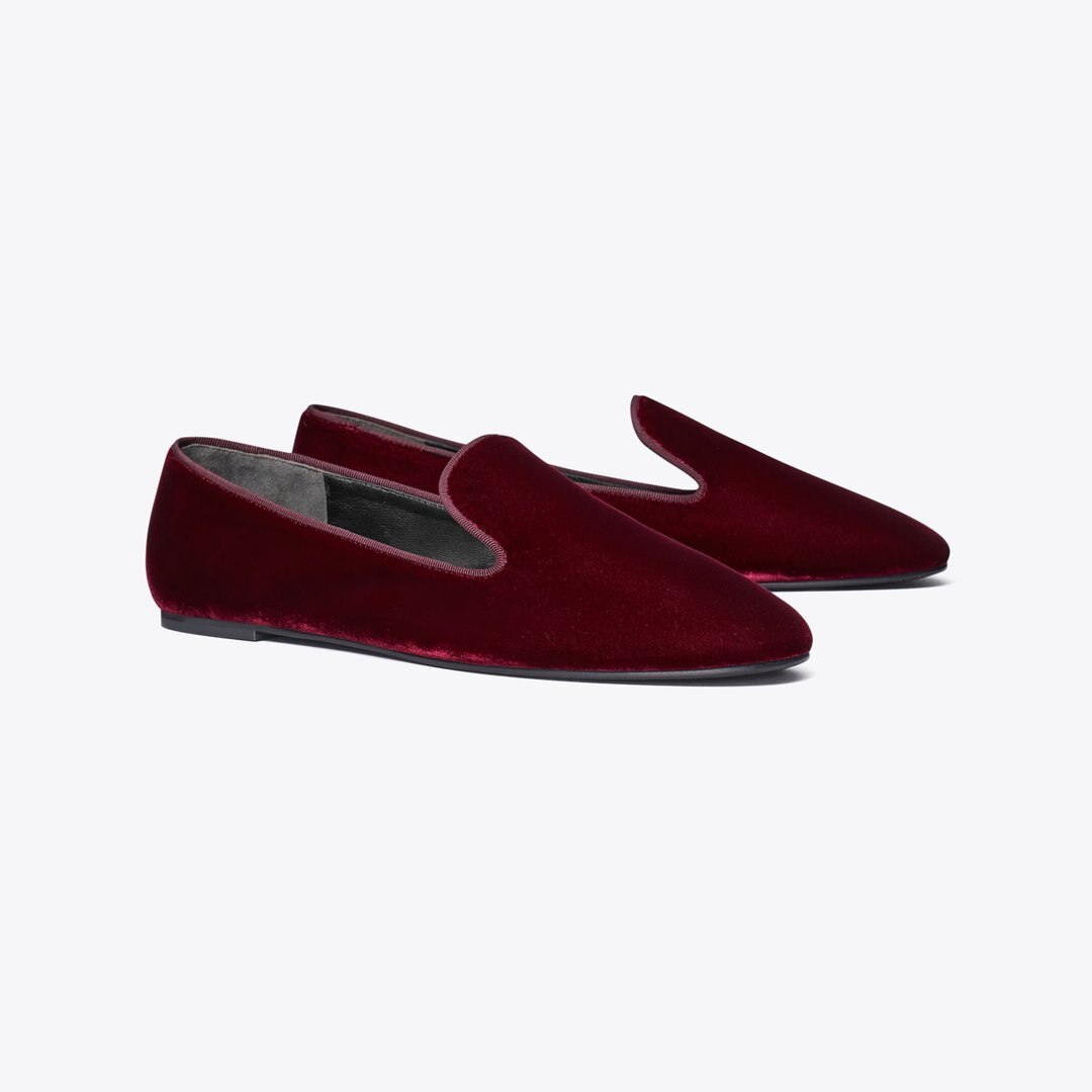Tory Burch Smoking Slipper DARK CARMINE