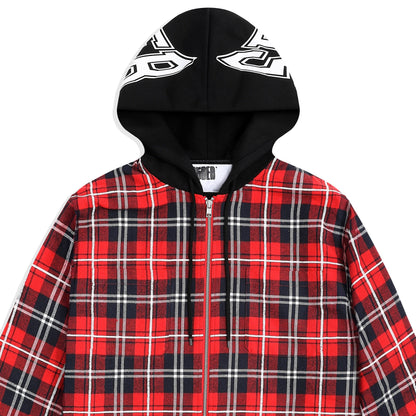 Sp5der Hooded ZIP Flannel Shirt Jacket