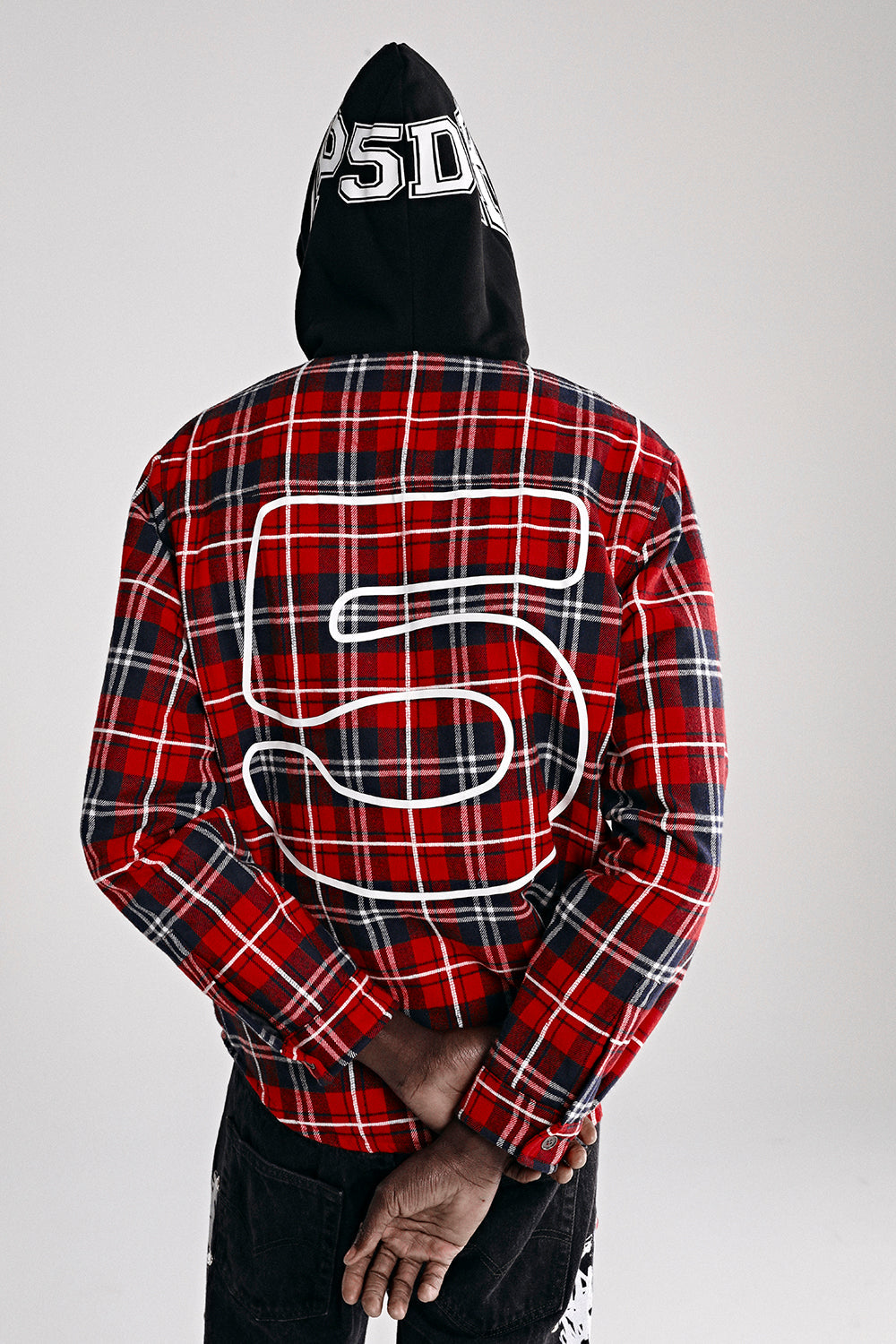 Sp5der Hooded ZIP Flannel Shirt Jacket