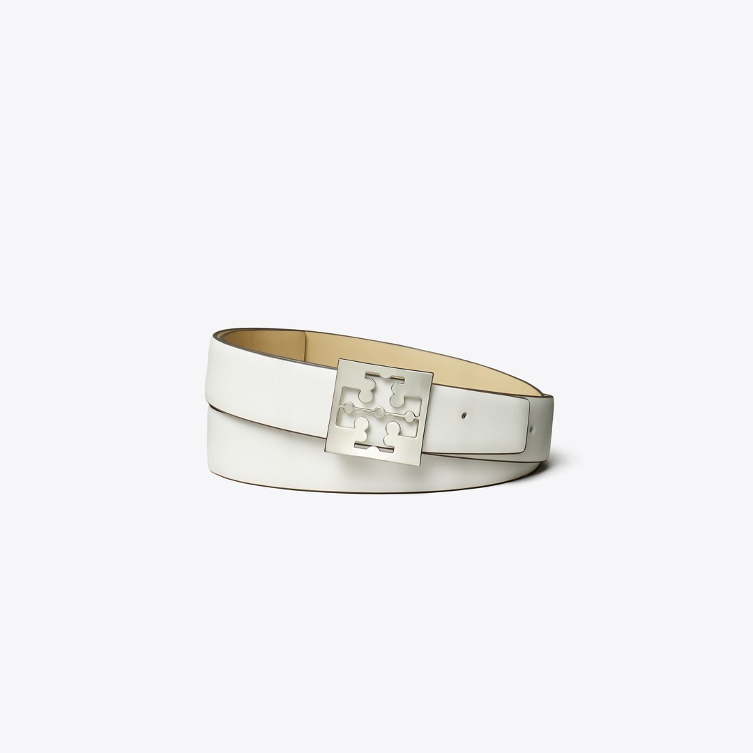 Tory Burch Square Logo Belt Cirrus Cloud / Praline
