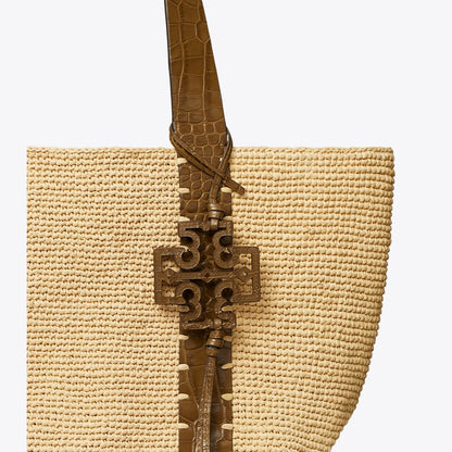 Tory Burch Straw Tote Natural / Wild Olive