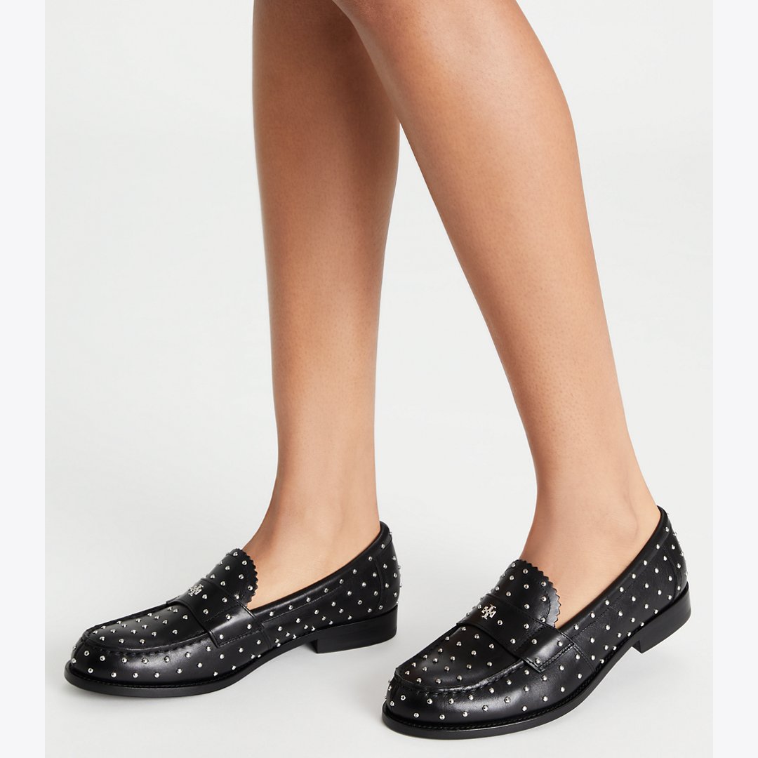 Tory Burch Studded Classic Loafer PERFECT BLACK / SILVER