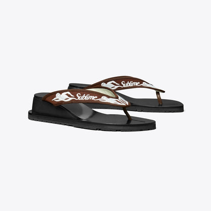 Tory Burch Sublime Wedge Flip-Flop SUBLIME SWIMMER / SPICED MOCHA / WHITE