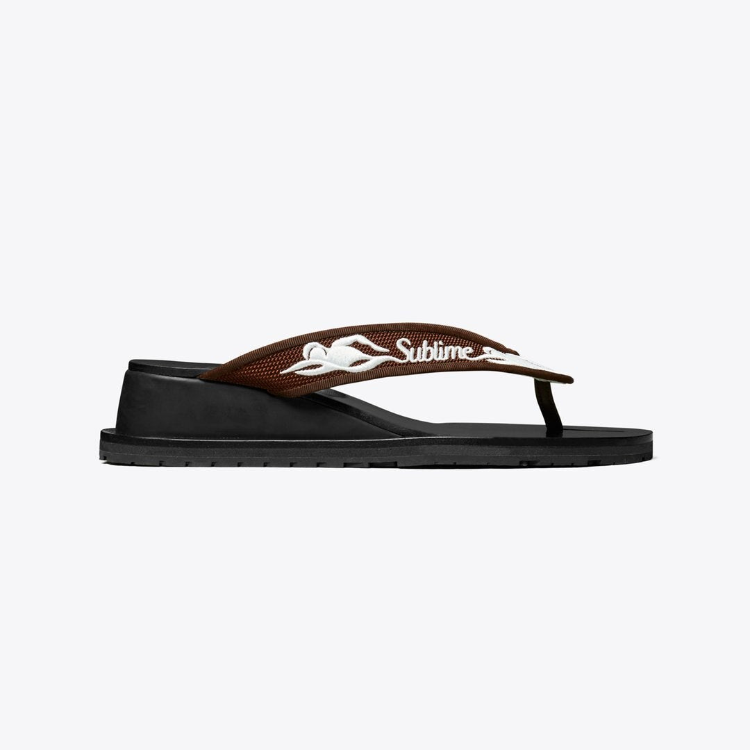 Tory Burch Sublime Wedge Flip-Flop SUBLIME SWIMMER / SPICED MOCHA / WHITE