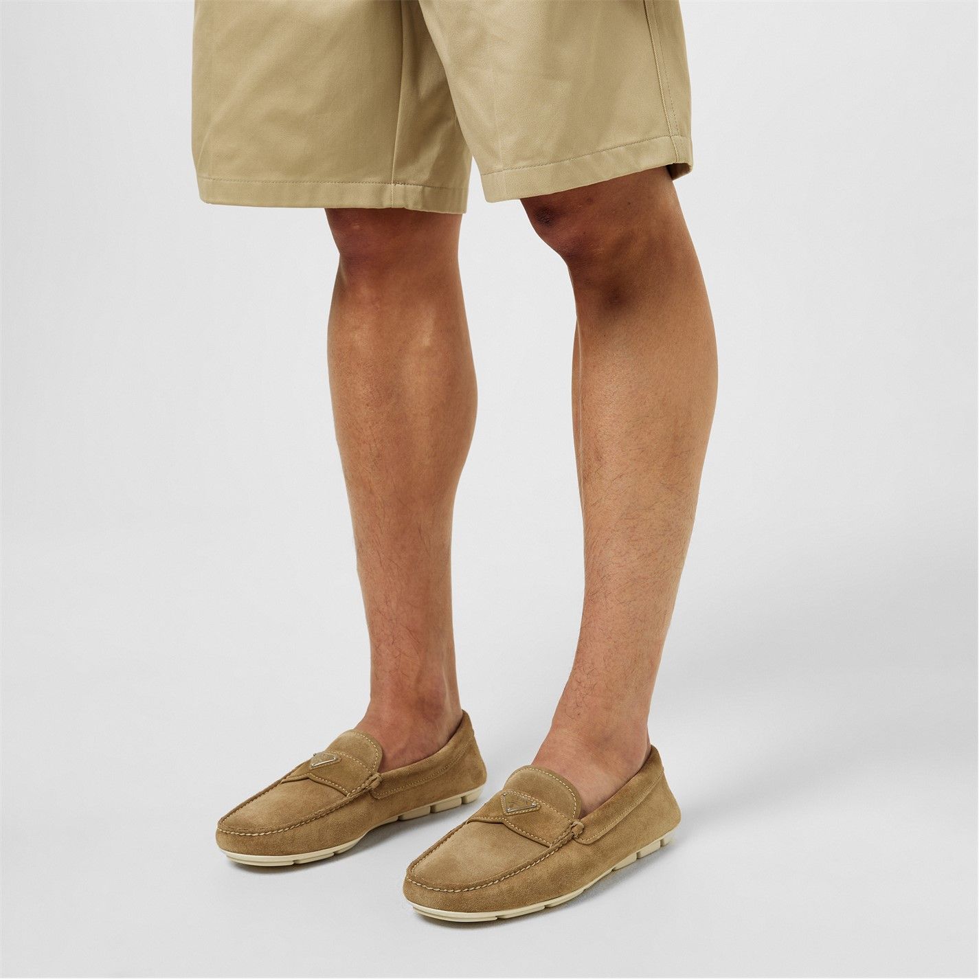  Suede Driving Loafers Beige