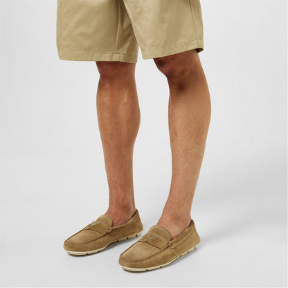  Suede Driving Loafers Beige