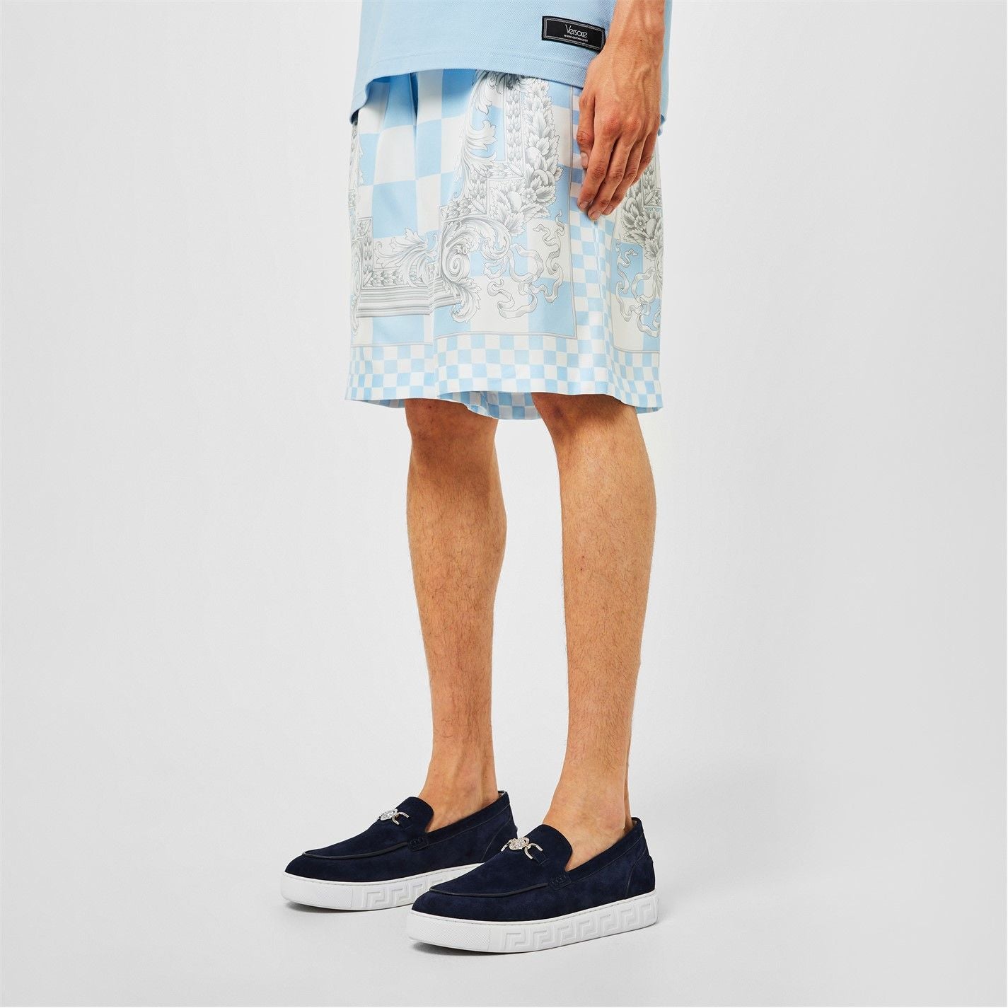  Suede Medusa Loafers Navy