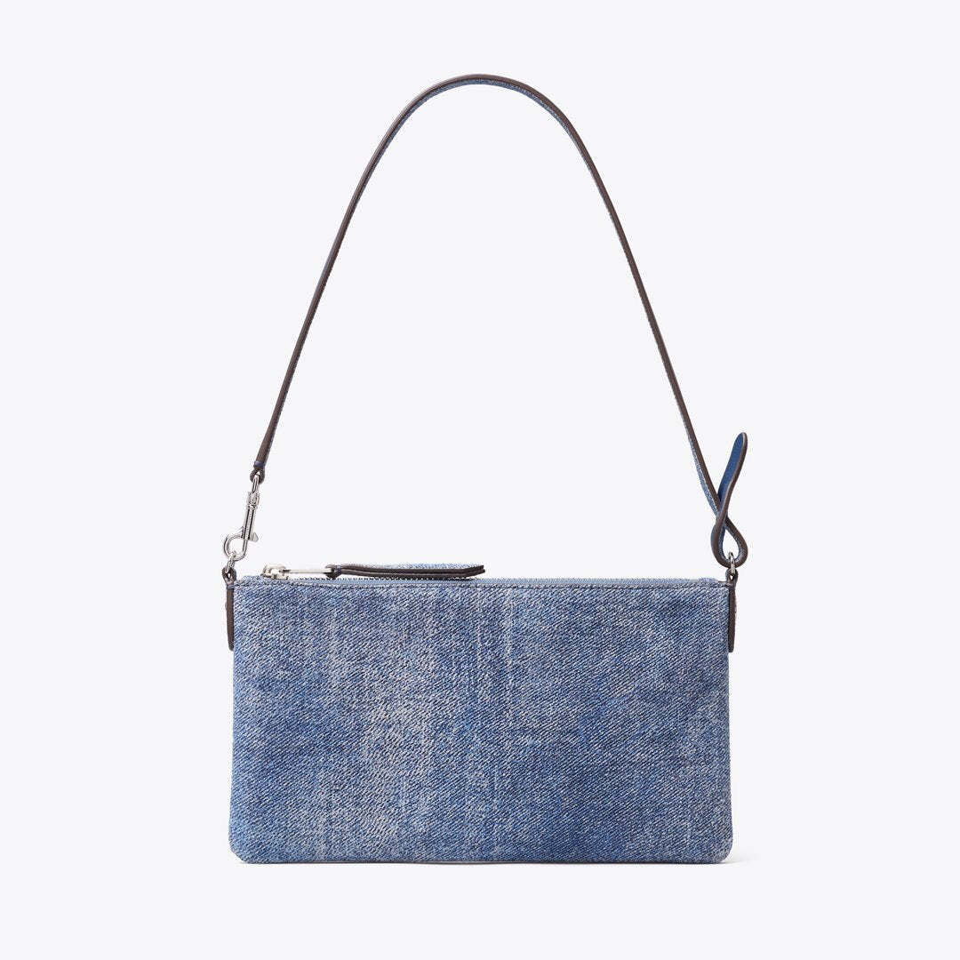 Tory Burch Suede Print Denim Pochette Blue Jean