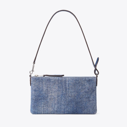 Tory Burch Suede Print Denim Pochette Blue Jean