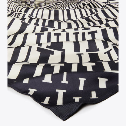 Tory Burch T Circle Silk Square Scarf Navy Circle T Silk Square