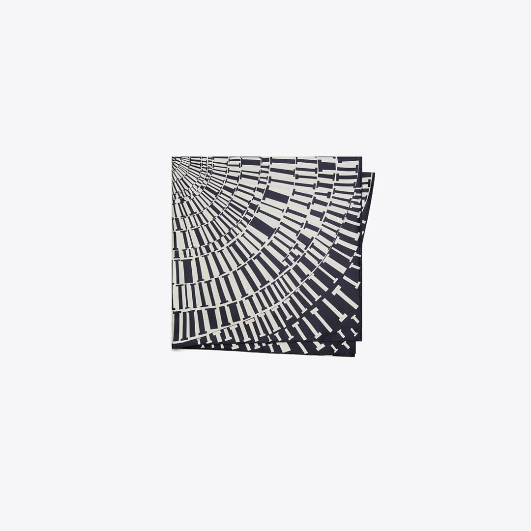 Tory Burch T Circle Silk Square Scarf Navy Circle T Silk Square