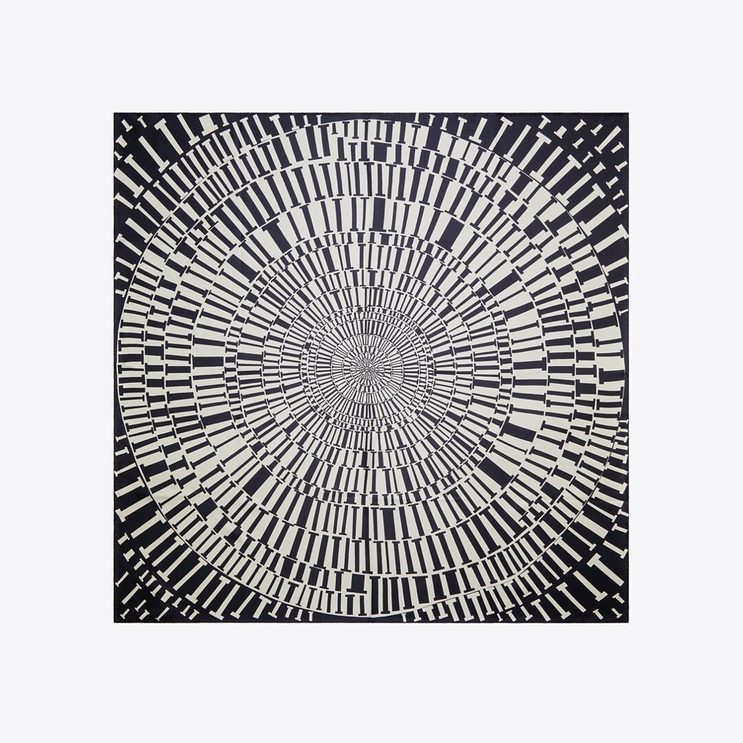 Tory Burch T Circle Silk Square Scarf Navy Circle T Silk Square