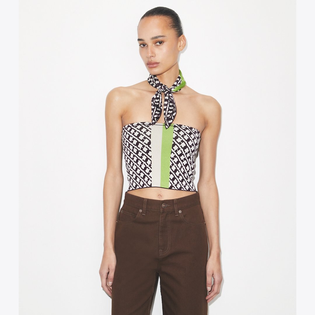 Tory Burch T Link Silk Neckerchief Green T Link
