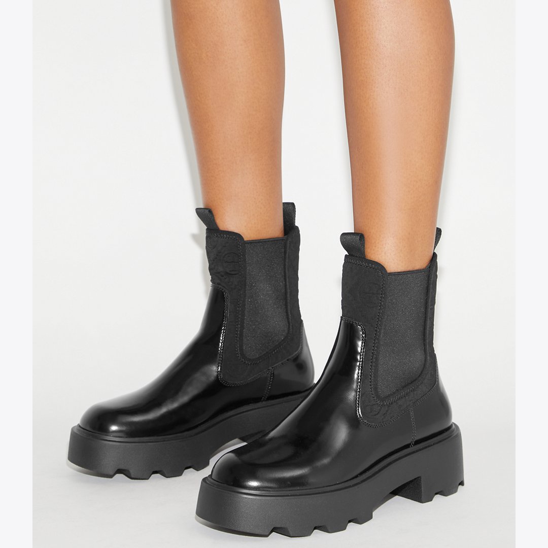 Tory Burch T Monogram Chelsea Lug Boot PERFECT BLACK
