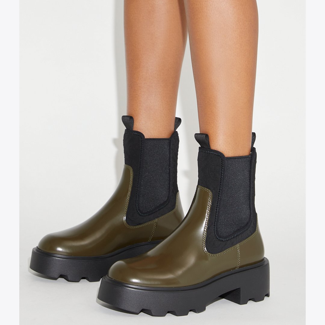 Tory Burch T Monogram Chelsea Lug Boot DARK OLIVE