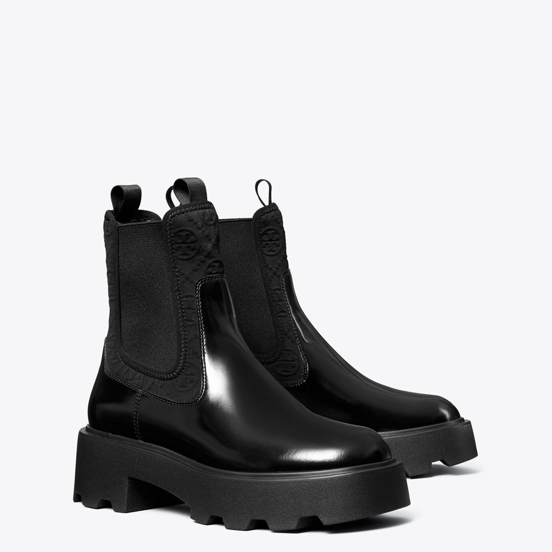 Tory Burch T Monogram Chelsea Lug Boot PERFECT BLACK