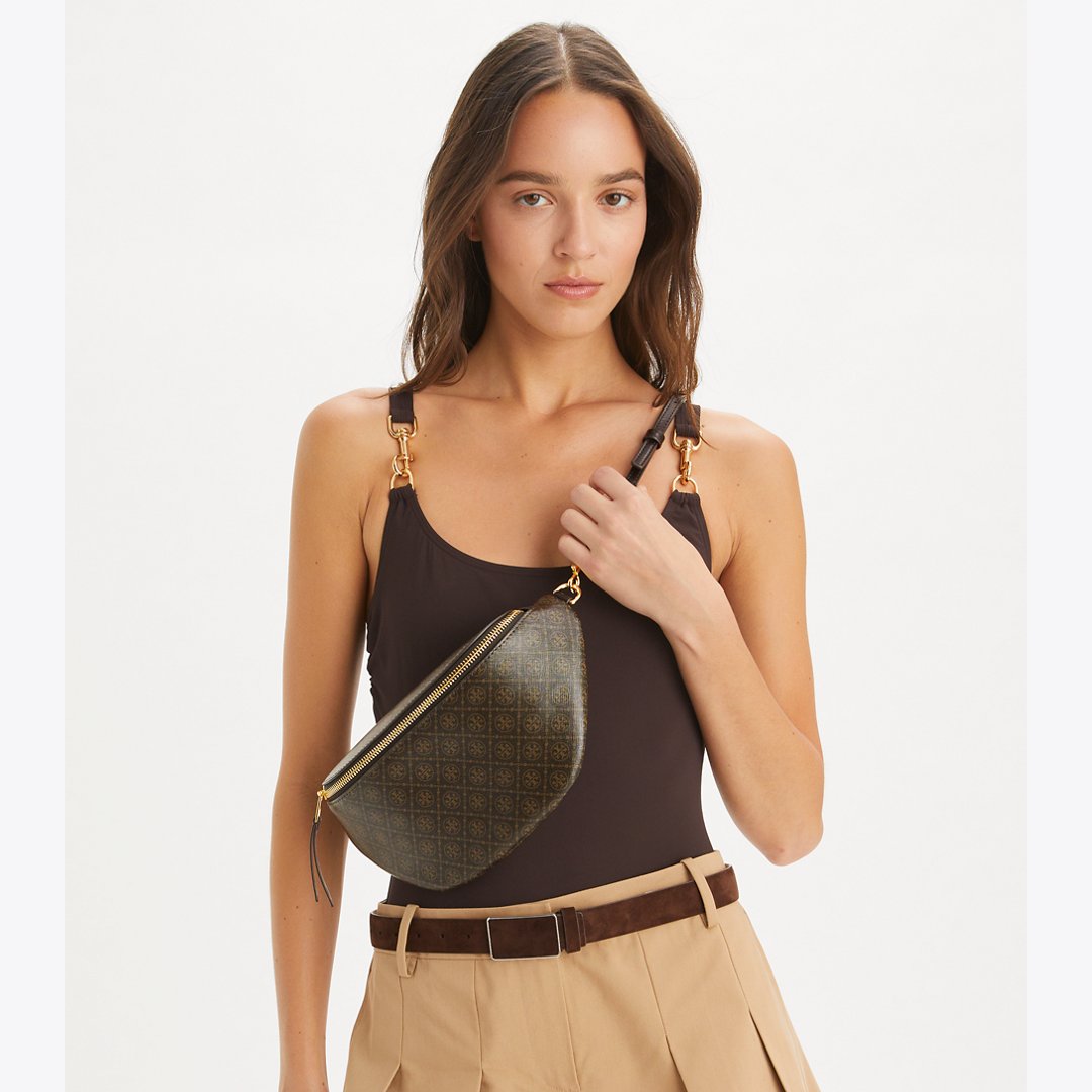 Tory Burch T Monogram Coated Canvas Belt Bag French Press