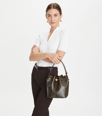 T Monogram Coated Canvas Bucket Bag French Press French Press
