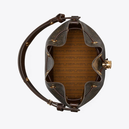 Tory Burch T Monogram Coated Canvas Bucket Bag French Press