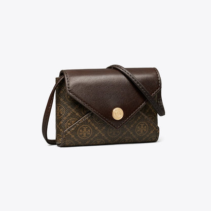 Tory Burch T Monogram Coated Canvas Card Case Lanyard French Press