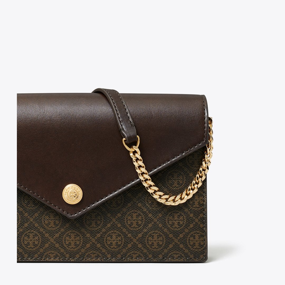 Tory Burch T Monogram Coated Canvas Envelope Crossbody French Press
