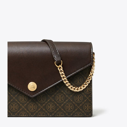 Tory Burch T Monogram Coated Canvas Envelope Crossbody French Press