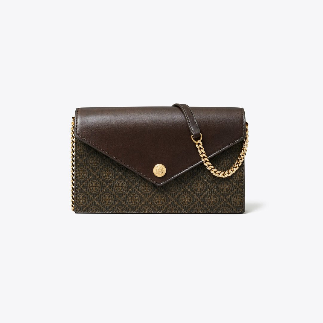 Tory Burch T Monogram Coated Canvas Envelope Crossbody French Press