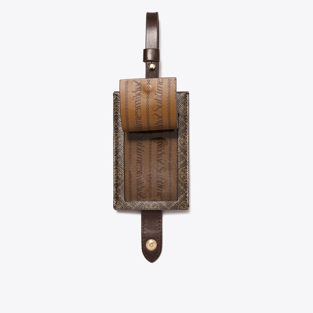 Tory Burch T Monogram Coated Canvas Luggage Tag French Press