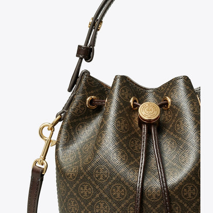Tory Burch T Monogram Coated Canvas Mini Bucket Bag French Press