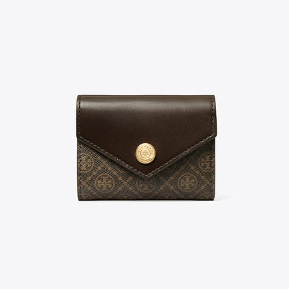 Tory Burch T Monogram Coated Canvas Small Envelope Wallet French Press