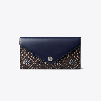 Tory Burch T Monogram Contrast Embossed Envelope Wallet Tory Navy / John Coco