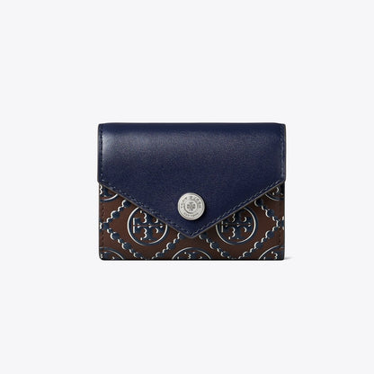 Tory Burch T Monogram Contrast Embossed Small Envelope Wallet Tory Navy / John Coco