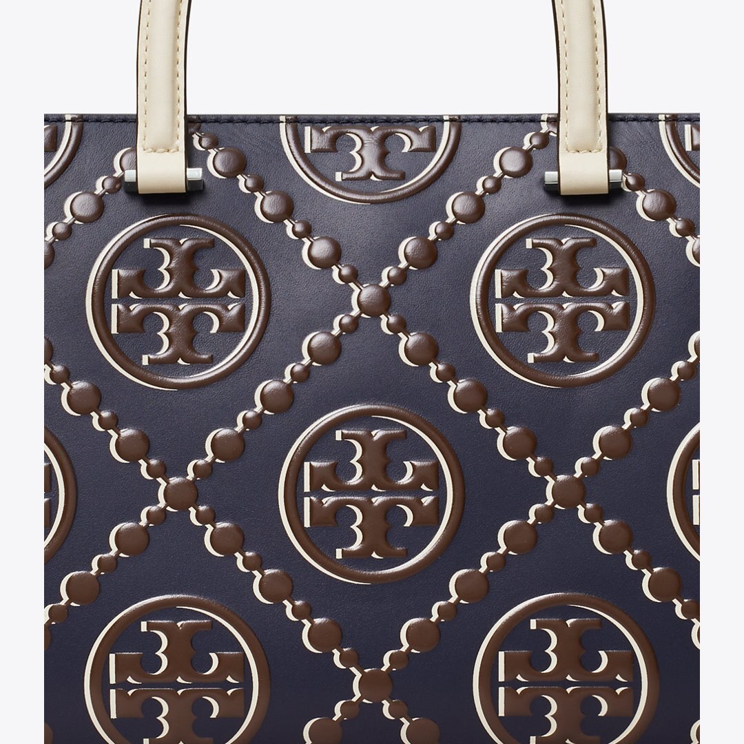 Tory Burch T Monogram Contrast Embossed Top-Handle Tote Tory Navy / John Coco