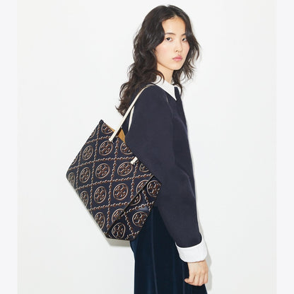 Tory Burch T Monogram Contrast Embossed Tote Tory Navy / John Coco