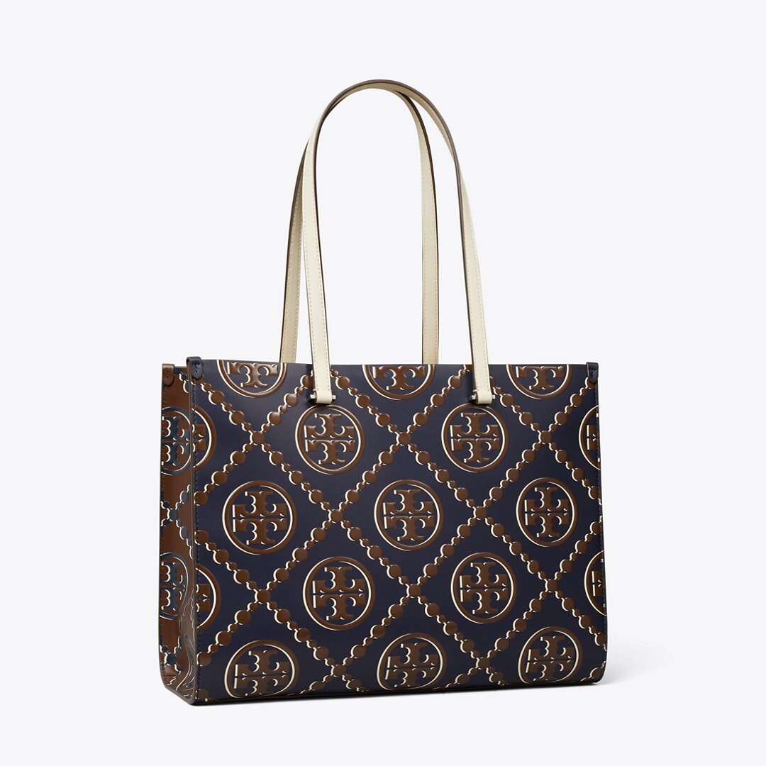 Tory Burch T Monogram Contrast Embossed Tote Tory Navy / John Coco
