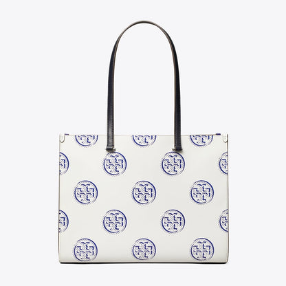 Tory Burch T Monogram Contrast Embossed Tote Ballpoint Blue