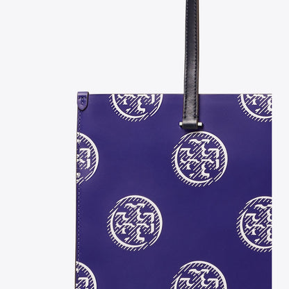 Tory Burch T Monogram Contrast Embossed Tote Ballpoint Blue