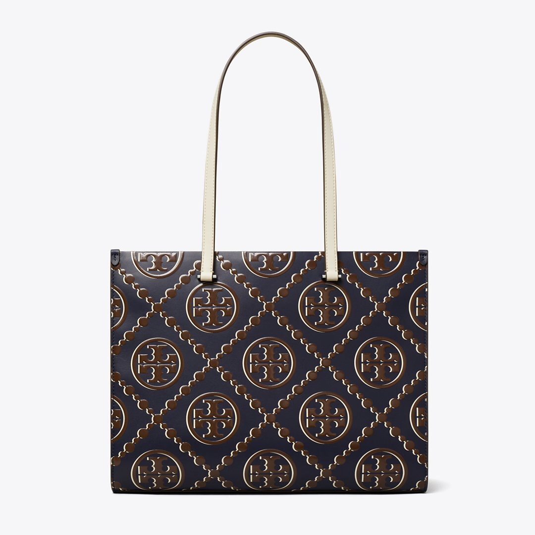 Tory Burch T Monogram Contrast Embossed Tote Tory Navy / John Coco