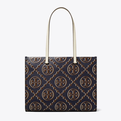 Tory Burch T Monogram Contrast Embossed Tote Tory Navy / John Coco