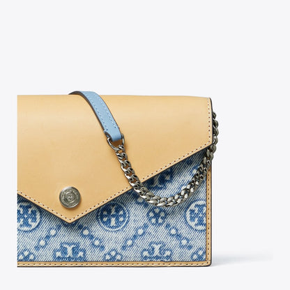 Tory Burch T Monogram Denim Envelope Crossbody Seltzer