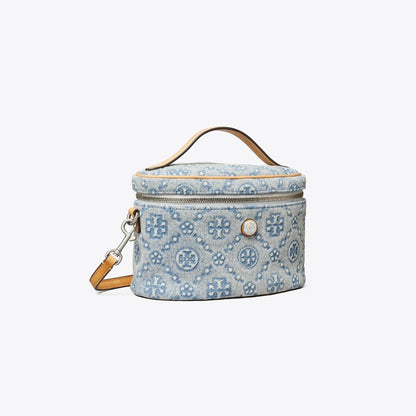 Tory Burch T Monogram Denim Soft Vanity Case Powder Blue